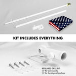 Load image into Gallery viewer, G128 Combo Pack: 6 Feet Tangle Free Spinning Flagpole (White) USA American Flag 3x5 ft Printed 150D Brass Grommets (Flag Included) Aluminum Flag Pole