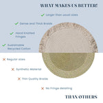 Load image into Gallery viewer, The Fine Living Co. Braided Cotton Placemats (Set of 6 15 Inches) with 6 Free Coasters Washable Anti Slip Heat Resistant Mats Boho Woven Round Table Mats for House Decor Kitchen and Dining