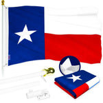 Load image into Gallery viewer, G128  6 Feet Tangle Free Spinning Flagpole (White) Texas Flag Brass Grommets Embroidered 3x5 ft (Flag Included) Aluminum Flag Pole