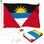 Load image into Gallery viewer, G128 Combo Pack: 6 Ft Tangle Free Aluminum Spinning Flagpole (White) &amp; Antigua and Barbuda Antiguan and Barbudan Flag  3x5 Ft LiteWeave Pro Series Printed 150D Polyester  Pole with Flag Included