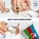 Load image into Gallery viewer, G128 Combo Pack: 6 Ft Tangle Free Aluminum Spinning Flagpole (White) &amp; Azerbaijan Azerbaijanis Azeris Flag  3x5 Ft LiteWeave Pro Series Printed 150D Polyester  Pole with Flag Included