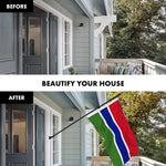 Load image into Gallery viewer, G128 Combo Pack: 6 Ft Tangle Free Aluminum Spinning Flagpole (Black) &amp; Gambia Gambian Flag  3x5 Ft LiteWeave Pro Series Printed 150D Polyester  Pole with Flag Included