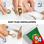 Load image into Gallery viewer, G128 Combo Pack: 6 Ft Tangle Free Aluminum Spinning Flagpole (White) &amp; Portugal Portuguese Flag 3x5 Ft, Double ToughWeave Series Double Sided Embroidered 210D Polyester  Pole with Flag Included