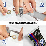 Load image into Gallery viewer, G128 Combo Pack: 6 Ft Tangle Free Aluminum Spinning Flagpole (Silver) &amp; Thin Line First Responders American Flag 3x5 Ft, LiteWeave Pro Series Printed 150D Polyester  Pole with Flag Included