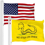 Load image into Gallery viewer, G128 Combo Pack: American USA Flag 3x5 Ft &amp; No Step on Snek Cute Cartoon Flag 3x5 Ft, Both Printed 150D Polyester, Indoor/Outdoor, Brass Grommets
