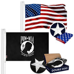 Load image into Gallery viewer, G128 Combo Pack: American USA Flag ToughWeave Series 4x6 Ft Single Sided &amp; POW MIA Flag Double Sided 4x6 Ft Double ToughWeave Series  Both Embroidered Polyester, Brass Grommets