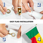 Load image into Gallery viewer, G128 Combo Pack: 6 Ft Tangle Free Aluminum Spinning Flagpole (White) &amp; Benin Beninese Flag 3x5 Ft, LiteWeave Pro Series Printed 150D Polyester  Pole with Flag Included