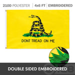 Load image into Gallery viewer, G128 Combo Pack: American USA Flag ToughWeave Series 4x6 Ft Single Sided &amp; Gadsden Don't Tread On Me Flag Double Sided 4x6 Ft Double ToughWeave Series  Both Embroidered Polyester, Brass Grommets