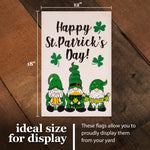 Load image into Gallery viewer, G128 Garden Flag Happy St. Patrick's Day Three Leprechaun Gnomes 12x18 Burlap Fabric