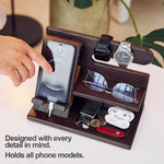 Load image into Gallery viewer, Phone Docking Station Ash Wood Phone Wallet Organizer for Office Gifts for Men