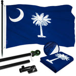 Load image into Gallery viewer, G128  6 Feet Tangle Free Spinning Flagpole (Black) South Carolina Flag Brass Grommets Embroidered 3x5 ft (Flag Included) Aluminum Flag Pole
