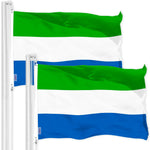 Load image into Gallery viewer, G128 2 Pack: Sierra Leone Sierra Leonean Flag  3x5 Ft  LiteWeave Pro Series Printed 150D Polyester  Country Flag, Vibrant Colors, Brass Grommets, Thicker and More Durable Than 100D 75D Polyester