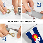 Load image into Gallery viewer, G128 Combo Pack: 6 Feet Tangle Free Spinning Flagpole (Silver) Colorado CO State Flag 3x5 ft Printed 150D Brass Grommets (Flag Included) Aluminum Flag Pole