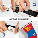 Load image into Gallery viewer, G128 Combo Pack: 6 Ft Tangle Free Aluminum Spinning Flagpole (Black) &amp; Mongolia Mongolian Flag 3x5 Ft, LiteWeave Pro Series Printed 150D Polyester  Pole with Flag Included