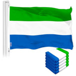 Load image into Gallery viewer, G128 5 Pack: Sierra Leone Sierra Leonean Flag  3x5 Ft  LiteWeave Pro Series Printed 150D Polyester  Country Flag, Vibrant Colors, Brass Grommets, Thicker and More Durable Than 100D 75D Polyester