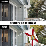 Load image into Gallery viewer, G128 Combo Pack: 5 Ft Tangle Free Aluminum Spinning Flagpole (Silver) &amp; Florida FL State Flag 2x3 Ft, ToughWeave Series Embroidered 210D Polyester  Pole with Flag Included