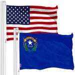 Load image into Gallery viewer, G128 Combo Pack: American USA Flag 3x5 Ft &amp; Nevada Flag 3x5 Ft, Both Printed 150D Polyester, Indoor/Outdoor, Brass Grommets