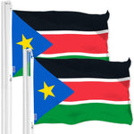 Load image into Gallery viewer, G128 2 Pack: South Sudan South Sudanese Flag  3x5 Ft  LiteWeave Pro Series Printed 150D Polyester  Country Flag, Vibrant Colors, Brass Grommets, Thicker and More Durable Than 100D 75D Polyester