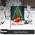Load image into Gallery viewer, G128 Combo Pack: Garden Flag Stand Black 36x16 Inch &amp; Garden Flag Merry Christmas Tree with Gifts 12x18 Inch