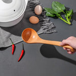 Load image into Gallery viewer, Bamboo Soup Ladle – Wooden Serving Spoon with Long Handle – Olive Wood Cooking Utensil – Durable &amp; Natural Kitchen Tool