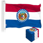 Load image into Gallery viewer, G128 5 Pack: Missouri MO State Flag  3x5 Ft  LiteWeave Pro Series Printed 150D Polyester  Indoor/Outdoor, Vibrant Colors, Brass Grommets, Thicker and More Durable Than 100D 75D Polyester