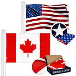 Load image into Gallery viewer, G128 Combo Pack: American USA Flag ToughWeave Series 5x8 Ft Single Sided &amp; Canada Canadian Flag Double Sided 5x8 Ft Double ToughWeave Series  Both Embroidered Polyester, Brass Grommets