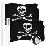 Load image into Gallery viewer, G128 2 Pack: Pirate Jolly Roger Bones Flag  16x24 In  ToughWeave Series Embroidered 300D Polyester  Novelty Flag, Embroidered Design, Indoor/Outdoor, Brass Grommets