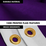 Load image into Gallery viewer, G128 Combo Pack: 5 Ft Tangle Free Aluminum Spinning Flagpole (White) &amp; Solid Purple Color Flag 2x3 Ft, LiteWeave Pro Series Printed 150D Polyester  Pole with Flag Included