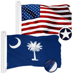 Load image into Gallery viewer, G128 Combo Pack: American USA Flag 4x6 Ft &amp; South Carolina SC State Flag 4x6 Ft  Both ToughWeave Series Embroidered Polyester, Embroidered Design, Indoor/Outdoor, Brass Grommets