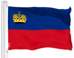 Load image into Gallery viewer, G128 Liechtenstein Liechtensteiner Flag  3x5 Ft  LiteWeave Pro Series Printed 150D Poly  Country Flag, Indoor/Outdoor, Vibrant Colors, Brass Grommets, Thicker and More Durable Than 100D 75D Poly