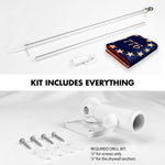 Load image into Gallery viewer, G128 Combo Pack: 6 Ft Tangle Free Aluminum Spinning Flagpole (Silver) &amp; Betsy Ross 1776 TeaStained Flag 3x5 Ft, LiteWeave Pro Series Printed 300D Polyester  Pole with Flag Included