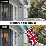 Load image into Gallery viewer, G128 Combo Pack: 6 Feet Tangle Free Spinning Flagpole (Black) UK United Kingdom Flag 3x5 ft Printed 150D Brass Grommets (Flag Included) Aluminum Flag Pole