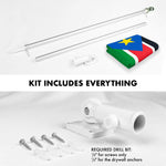 Load image into Gallery viewer, G128 Combo Pack: 6 Ft Tangle Free Aluminum Spinning Flagpole (Silver) &amp; South Sudan South Sudanese Flag 3x5 Ft, LiteWeave Pro Series Printed 150D Polyester  Pole with Flag Included
