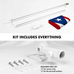 Load image into Gallery viewer, G128 Combo Pack: 6 Ft Tangle Free Spinning Flagpole (Silver) &amp; Puerto Rico Flag 3x5 Ft Embroidered 220GSM Spun Polyester, Brass Grommets (Flag Included) Aluminum Flag Pole