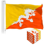 Load image into Gallery viewer, G128 5 Pack: Bhutan Bhutanese Flag  3x5 Ft  LiteWeave Pro Series Printed 150D Polyester  Country Flag, Indoor/Outdoor, Vibrant Colors, Brass Grommets, Thicker and More Durable Than 100D 75D Poly