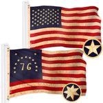 Load image into Gallery viewer, G128 Combo Pack: American USA TeaStained Flag 5x8 Ft &amp; Bennington 76 TeaStained Flag 5x8 Ft  Both ToughWeave Pro Series Embroidered 420D Polyester, Embroidered Design, Brass Grommets
