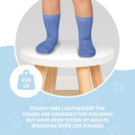 Load image into Gallery viewer, Wooden Step Stool for Kids and Toddlers Set of 2 White Extendable Legs Kids Chair Sensory Table Stool Children's Round Sitting Stool with Leveling Feet and Anti Slip Pads