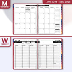 Load image into Gallery viewer, 2026 Appointment Book &amp; Planner 8.5 x 11 inch Large Maroon Tabbed Daily Hourly Weekly Planner Schedule Book 15 Minute time Slots Business &amp; Personal Planner Jan 2026 Dec 2026