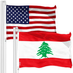 Load image into Gallery viewer, G128 Combo Pack: American USA Flag 3x5 Ft &amp; Lebanon Lebanese Flag 3x5 Ft, Both Printed 150D Polyester, Indoor/Outdoor, Brass Grommets