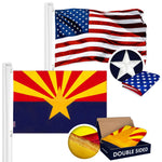 Load image into Gallery viewer, G128 Combo Pack: USA American Flag 3x5 Ft Embroidered Stars &amp; Arizona State Flag 3x5 Ft Embroidered Double Sided 2ply