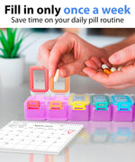 Load image into Gallery viewer, Weekly Pill Organizer 1 time a Day Pill Box 7 Day with Enhanced Waterproof Seal Large compartments Hold Big Vitamins &amp; Supplements Upgraded Locking lids for Home &amp; Travel use Durable Hard case