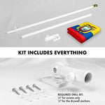 Load image into Gallery viewer, G128 Combo Pack: 6 Ft Tangle Free Spinning Flagpole (White) &amp; Ecuador Flag 3x5 Ft Printed 150D Polyester, Brass Grommets (Flag Included) Aluminum Flag Pole