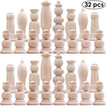 Load image into Gallery viewer, Unpainted Wood Chess Pieces Set of 32 pcs Chess Sets for DIY Craft Unfinished