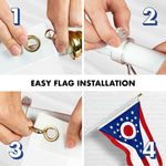 Load image into Gallery viewer, G128 Combo Pack: 5 Ft Tangle Free Aluminum Spinning Flagpole (White) &amp; Ohio OH State Flag 2.5x4 Ft, StormFlyer Series Embroidered 220GSM Spun Polyester  Pole with Flag Included