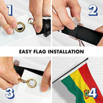 Load image into Gallery viewer, G128 Combo Pack: 6 Ft Tangle Free Aluminum Spinning Flagpole (Black) &amp; Bolivia Flag 3x5 Ft, Double ToughWeave Series Double Sided Embroidered 210D Polyester  Pole with Flag Included