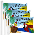 Load image into Gallery viewer, It's 5 O'Clock Somewhere Flag 3x5 Ft 3Pack Printed 150D Polyester By G128