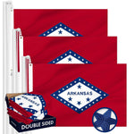 Load image into Gallery viewer, G128 3 Pack: Arkansas AR State Flag  3x5 Ft  Double ToughWeave Series Double Sided Embroidered 210D Polyester  Embroidered Design, Indoor/Outdoor, Brass Grommets, Heavy Duty, 2ply