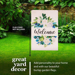 Load image into Gallery viewer, G128 Garden Flag Welcome Elegant Floral Arrangement 12x18 Burlap Fabric