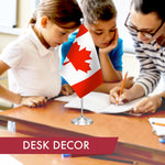 Load image into Gallery viewer, G128 Canada Canadian Deluxe Desk Flag Set  8.5x5.5 In  Printed 300D Polyester, with Silver Dome and Base, 15 Metal Pole, Decorations For Office, Home and Festival Events Celebration