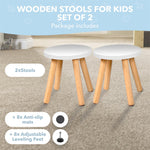 Load image into Gallery viewer, Wooden Step Stool for Kids and Toddlers Set of 2 White Extendable Legs Kids Chair Sensory Table Stool Children's Round Sitting Stool with Leveling Feet and Anti Slip Pads